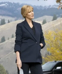 Yellowstone Kelly Reilly Grey Suiting Fabric Single Breasted Blazer
