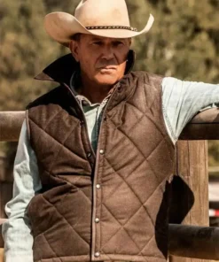 Yellowstone Kevin Costner Quilted Cotton Brown Vest