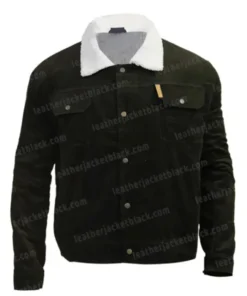 Yellowstone Men’s Black Sherpa Lined Trucker Jacket Full