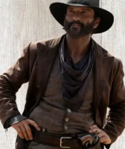 Yellowstone Origin 1883 James Dutton Brown Leather Coat