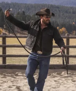 Yellowstone Rip Wheeler Black Leather Coat