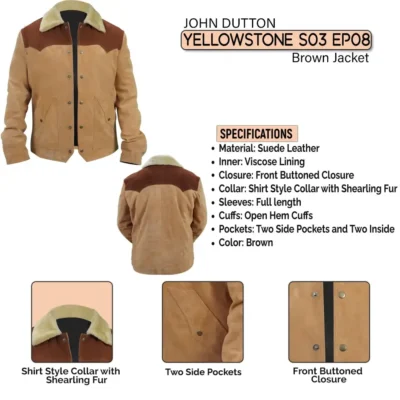 Yellowstone S03 John Dutton Beige and Brown Leather Jacket