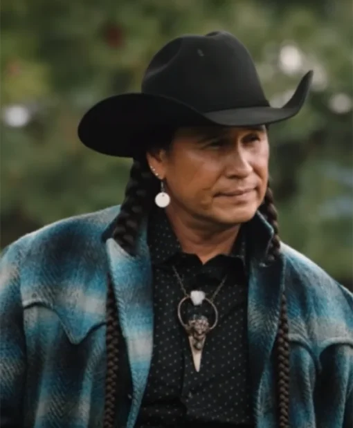 Yellowstone S04 Moses Brings Plenty Blue Wool Coat