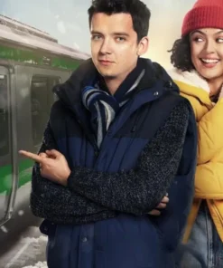 Your Christmas Or Mine Asa Butterfield Black Puffer Vest