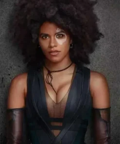 Zazie Beetz Deadpool 2 Domino Leather Black Vest