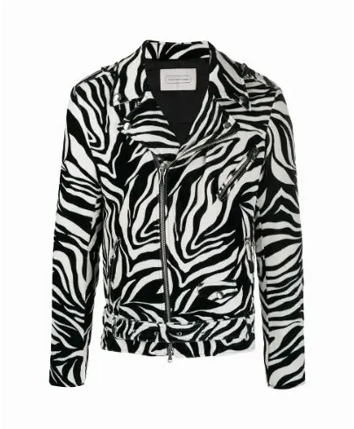 Zebra leather jacket hotsell