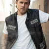 Shop Now President Men Of Mayhem Samcro Skeleton Sons Of Anarchy Black PU & Real Leather Vest
