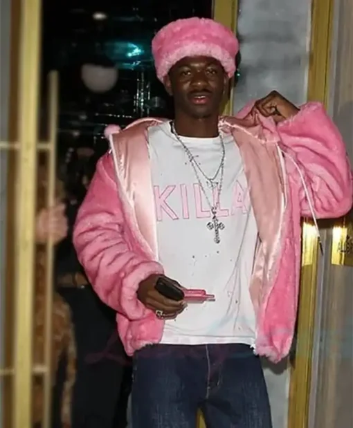 lil Nas X Cameron Pink Fur Jacket