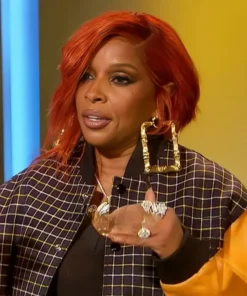 Access Hollywood Mart J. Blige Check Varsity Jacket