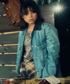 Astrid Deetz Movie Beetlejuice Beetlejuice 2024 Jenna Ortega Blue Long Wool Coat