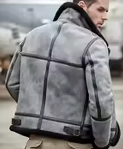 Aviator Grizzle Grey Shearling Jacket