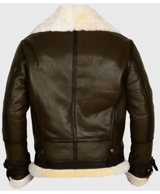 B-3 Army Green Shearling Leather Jacket