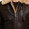 B-3 Aviator Shearling Fur Brown Leather Jacket For Mens