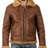 B-3 Aviator Shearling Fur Leather Brown Jacket