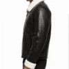 B-3 Aviator Shearling Fur Sheepskin Leather Black Jacket