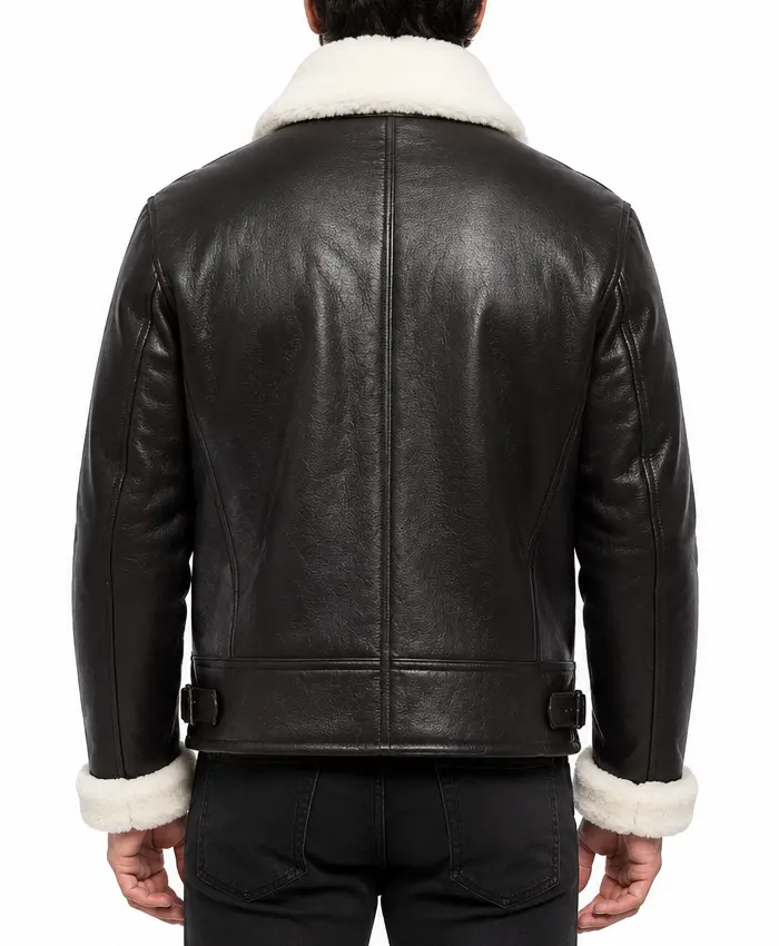 B-3 Aviator Shearling Fur Sheepskin Leather Jacket For Mens