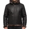 B-3 Black And Brown Shearling Sheepskin Leather Jacket