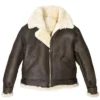B-3 Black Aviator Shearling Sheepskin Leather Jacket