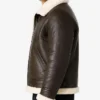 B-3 Black Aviator Shearling Sheepskin Leather Jacket Mens