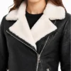 B-3 Black Motorcycle Shearling Leather Jacket Women