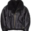 B-3 Black Premium Sheepskin Leather Fur Jacket
