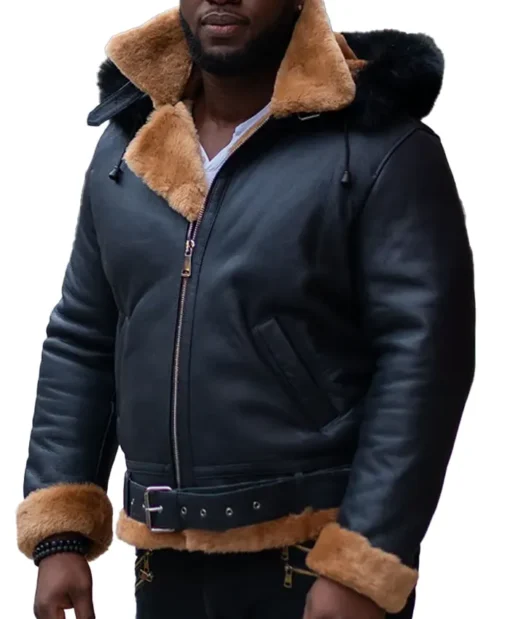 B-3 Black Shearling Aviator Jacket