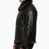 B-3 Black Shearling Fur Leather Jacket For Mens