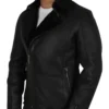 B-3 Black Sheepskin Leather Shearling Fur Jacket