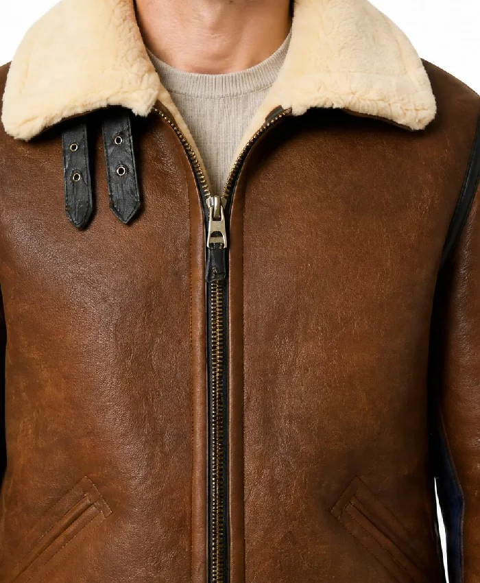 B-3 Brown Shearling Aviator Leather Jacket