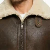 B-3 Brown Sheepskin Flying Leather Jacket For Mens