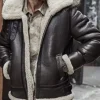 B-3 Brown Sheepskin Hooded Jacket