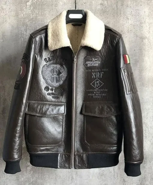 B-3 Dark Brown Sheepskin Shearling Fur Jacket