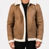B-3 Distressed Shearling Leather Brown Jacket