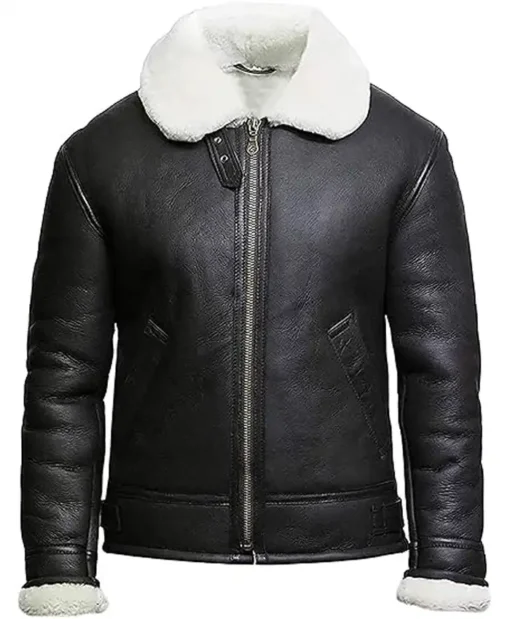 B-3 Flying Aviator Shearling Fur Sheepskin Leather Jacket