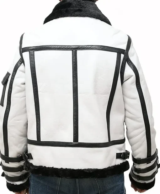 B-3 Jayne Sheepskin Black And White Shearling Biker Jacket