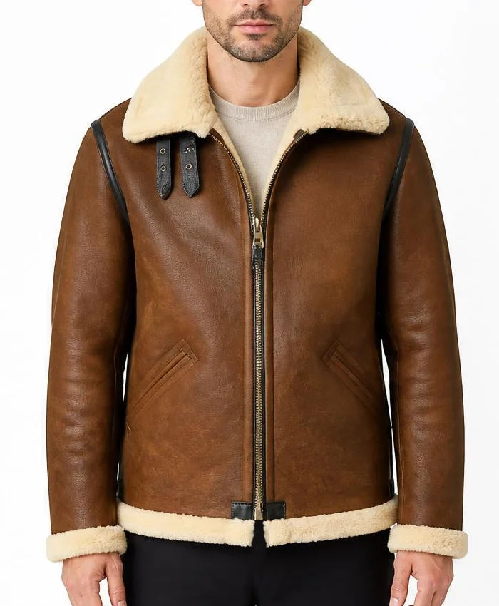 B-3 Shearling Aviator Leather Brown Jacket