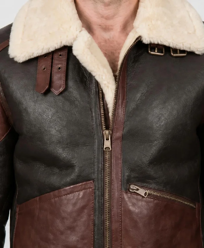B-3 Shearling Burgundy Leather Jacket Men