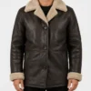 B-3 Shearling Fur Aviator Leather Dark Brown Jacket
