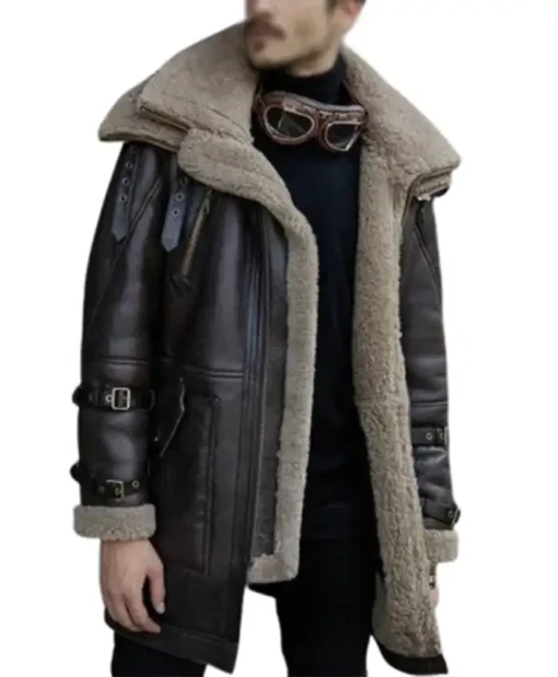 B-3 Shearling Fur Leather Coat