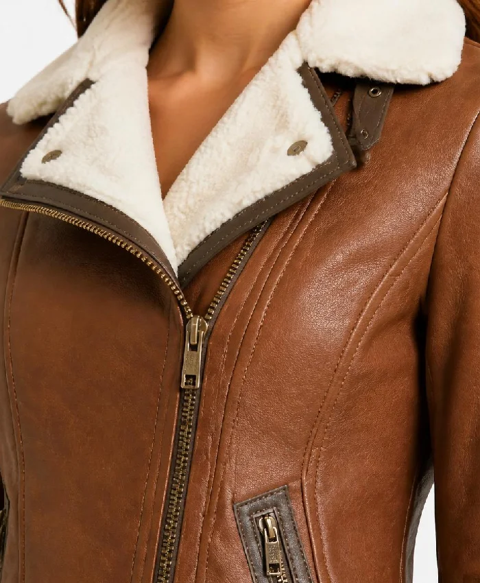 B-3 Shearling Fur Leather Jacket Women
