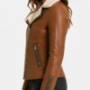 B-3 Shearling Fur Leather Jacket Womens