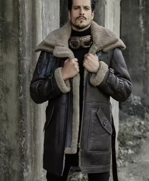 B-3 Shearling Leather Fur Coat