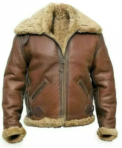 B-3 Shearling Leather Pilot Flying Aviation Jacket