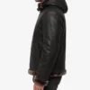 B-3 Shearling Sheepskin Leather Black And Brown Jacket