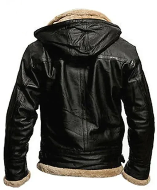 B-3 Sheepskin Leather Hooded Jacket