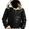 B-3 Sheepskin Leather Hooded Jacket