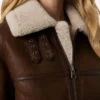 B-3 Sheepskin Shearling Dark Brown Leather Jacket Women