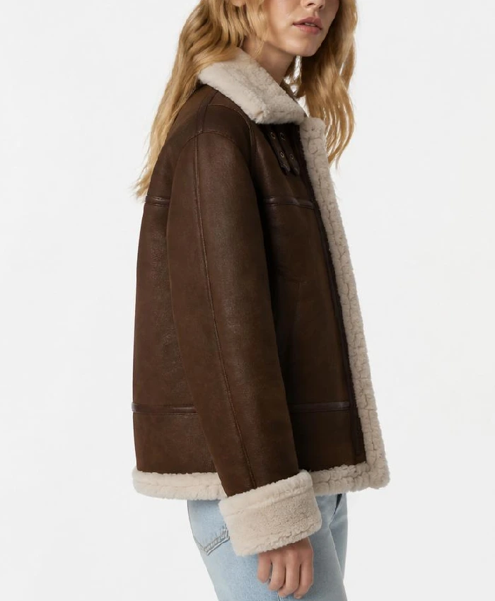 B-3 Sheepskin Shearling Leather Dark Brown Jacket