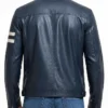 Biker Blue Leather Jacket For Men