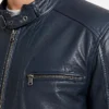 Biker Blue Leather Jacket Men
